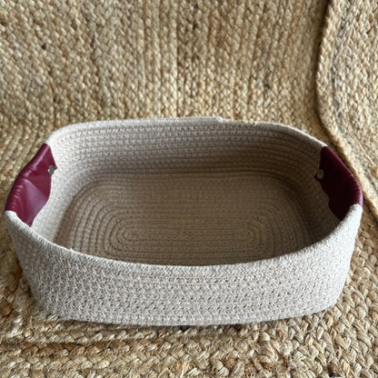 Jute Long Rectangle Storage Organizer Basket