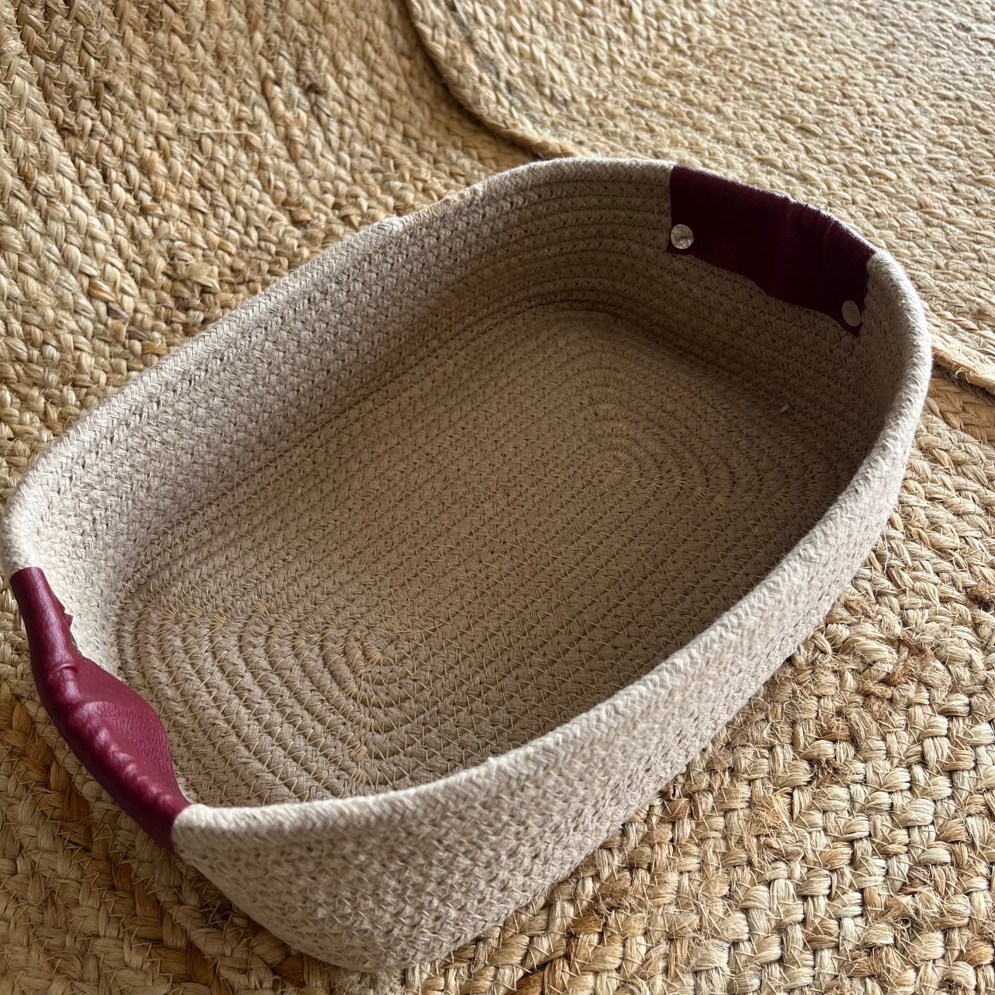 Jute Long Rectangle Storage Organizer Basket
