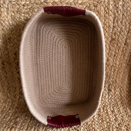 Jute Long Rectangle Storage Organizer Basket