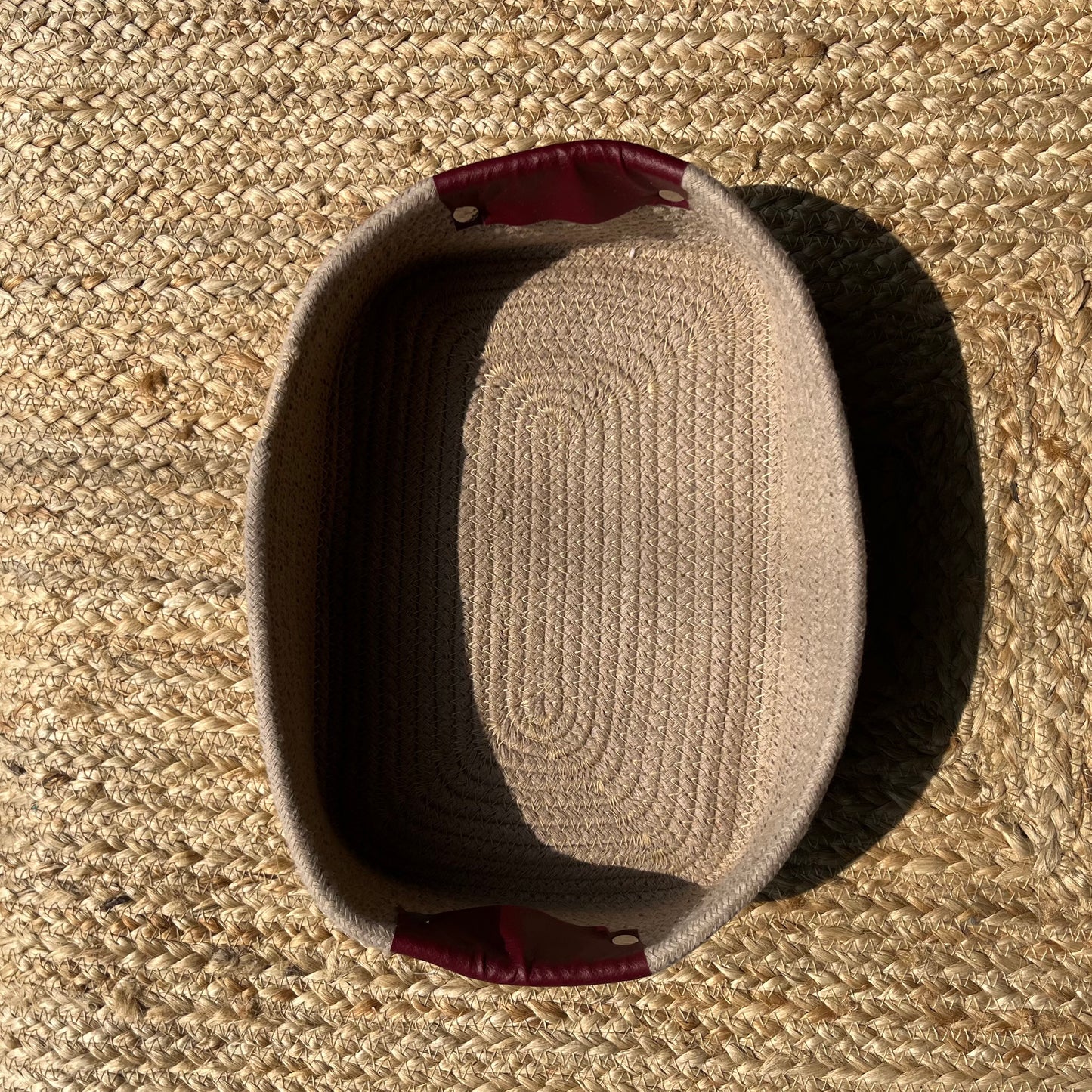 Jute Long Rectangle Storage Organizer Basket