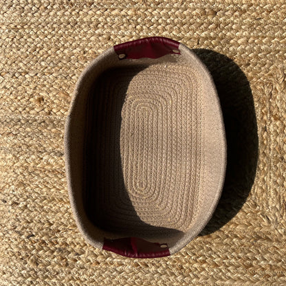 Jute Long Rectangle Storage Organizer Basket