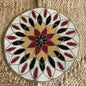 Red Black Gold Floral Rangoli Handcrafted Beaded Placemat – 14-inch Round Decorative Table Mat