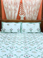 Green Abstract Premium Double Cotton Handblock Bedsheet