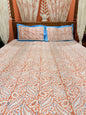 Orange Leaflet Double Premium Cotton Bedsheet