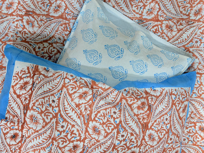 Orange Leaflet Double Premium Cotton Bedsheet