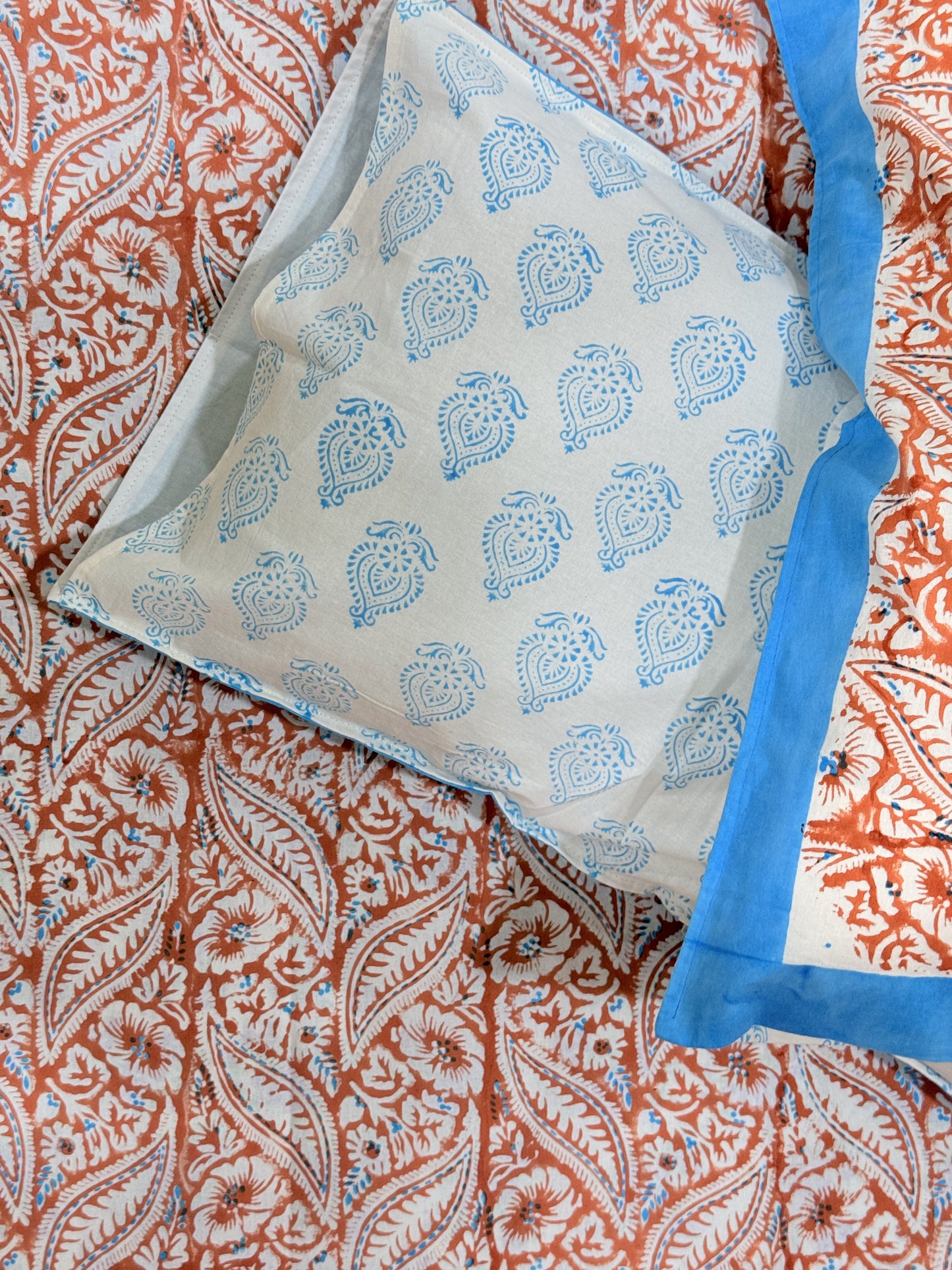 Orange Leaflet Double Premium Cotton Bedsheet