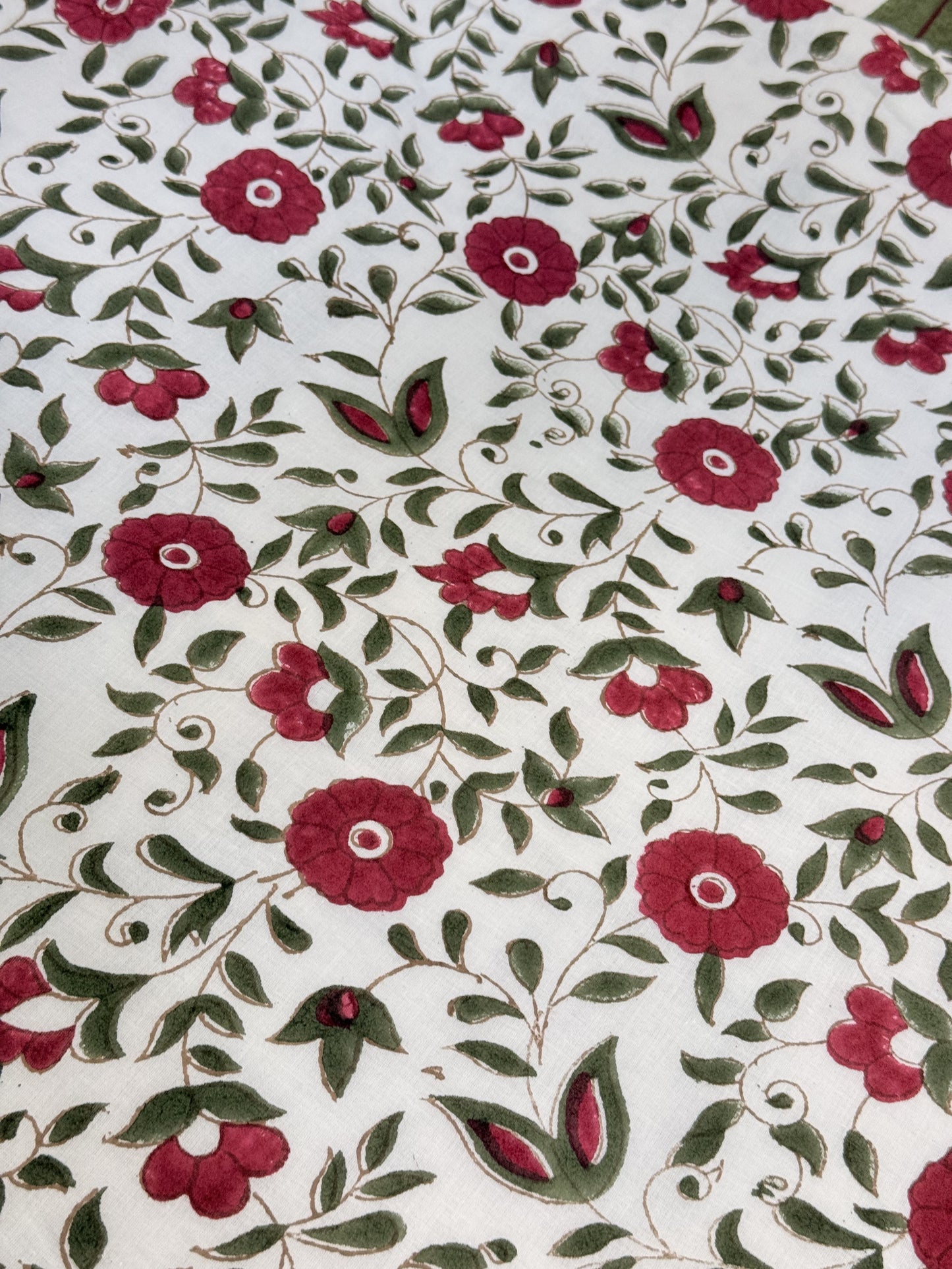 Dark Green  Premium Cotton Double  Handblock Bedsheet