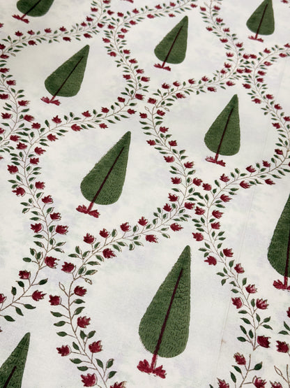 Dark Green  Premium Cotton Double  Handblock Bedsheet