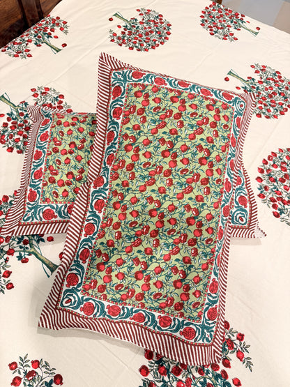 Red Bunch Floral Premium Cotton Double  Handblock Bedsheet