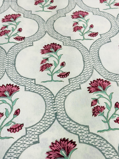 Red Floral  Premium Cotton Double Bedsheet