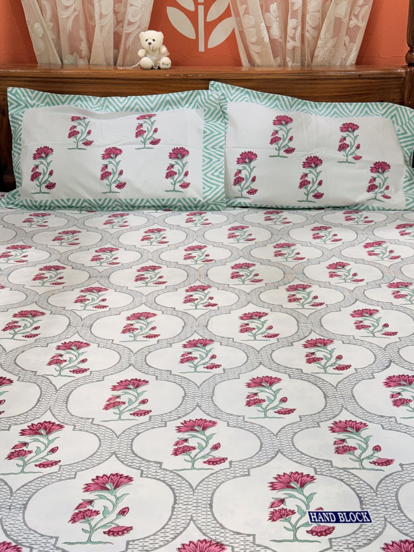 Red Floral  Premium Cotton Double Bedsheet