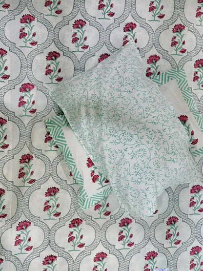 Red Floral  Premium Cotton Double Bedsheet
