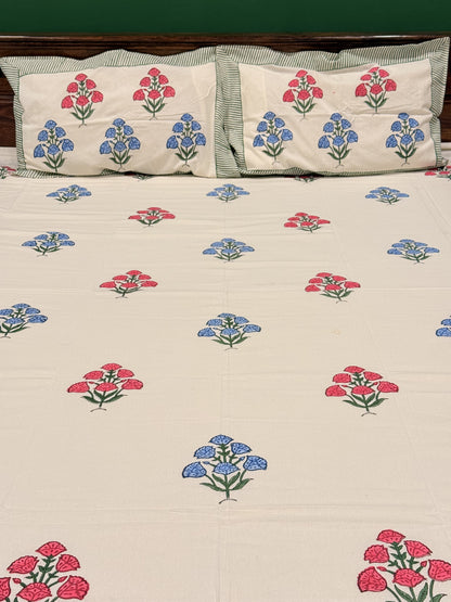 Multicolor Premium Cotton Handblock Double Bedsheet