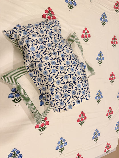 Multicolor Premium Cotton Handblock Double Bedsheet