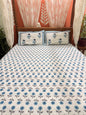 Blue Premium Cotton Double  Handblock Bedsheet