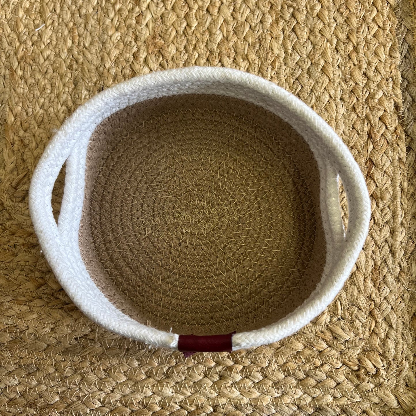 Jute Storage Baskets Multi-Purpose Organizer – Dual Tone Jute & White with Handles (Set of 3: Small, Medium, Large)