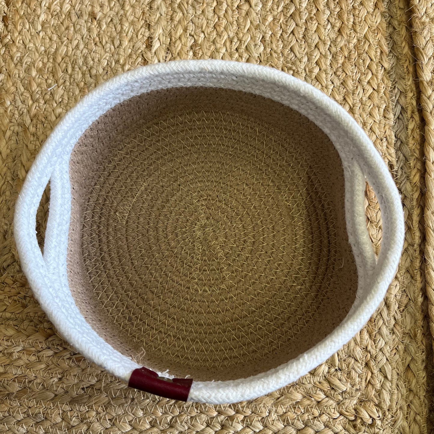 Jute Storage Baskets Multi-Purpose Organizer – Dual Tone Jute & White with Handles (Set of 3: Small, Medium, Large)