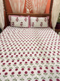 Red Premium Cotton Double Handblock Bedsheet
