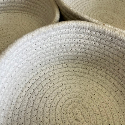 Jute Storage Baskets Multi-Purpose Organizer – Pure White (Set of 3: Small, Medium, Large)
