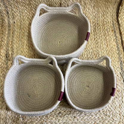 Jute Storage Baskets Multi-Purpose Organizer – Jute/Beige (Set of 3: Small, Medium, Large)