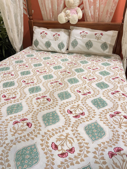 Brown Premium Cotton Double Handblock Bedsheet