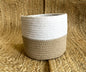 Small Jute Plant Basket Organizer – Dual Tone Beige & White | Household Storage Basket