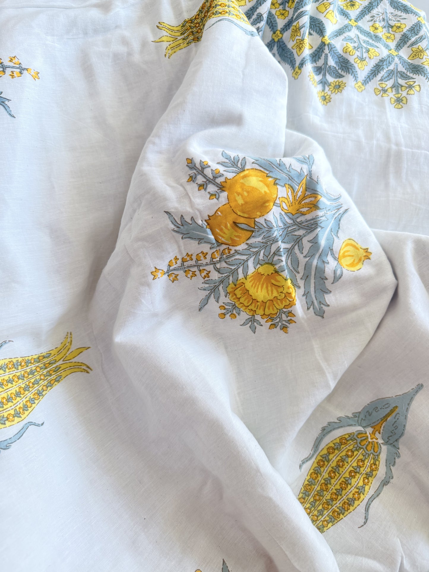 Yellow Pomegranate Floral Double Bed Dohar