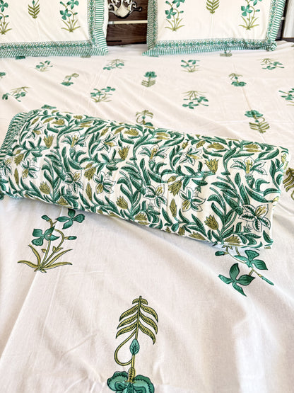 Single Green Floral Double Bed Dohar