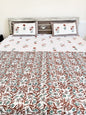 Red Single Floral Handblock Double Bedsheet