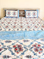 Blue Chain Handblock Double Bedsheet