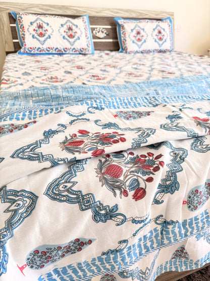 Blue Double Dohar and Double Bedsheet Set