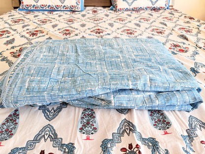 Blue Double Dohar and Double Bedsheet Set