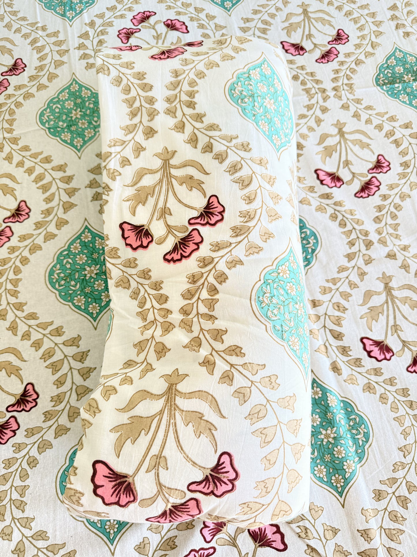 Brown wave Handblock Cotton Double Dohar with Double Bedsheet