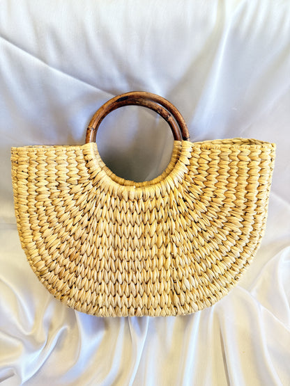 Pink Flower Bunch U-Shape Kauna Embroidery Bag