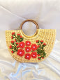 Red Blossom U-Shaped Kauna Embroidery Bag