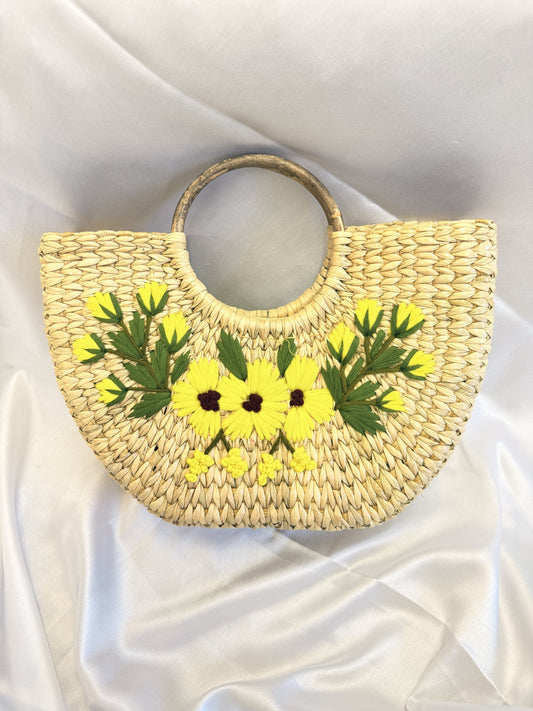 Yellow Daisy U-Shaped Kauna Embroidery Bag
