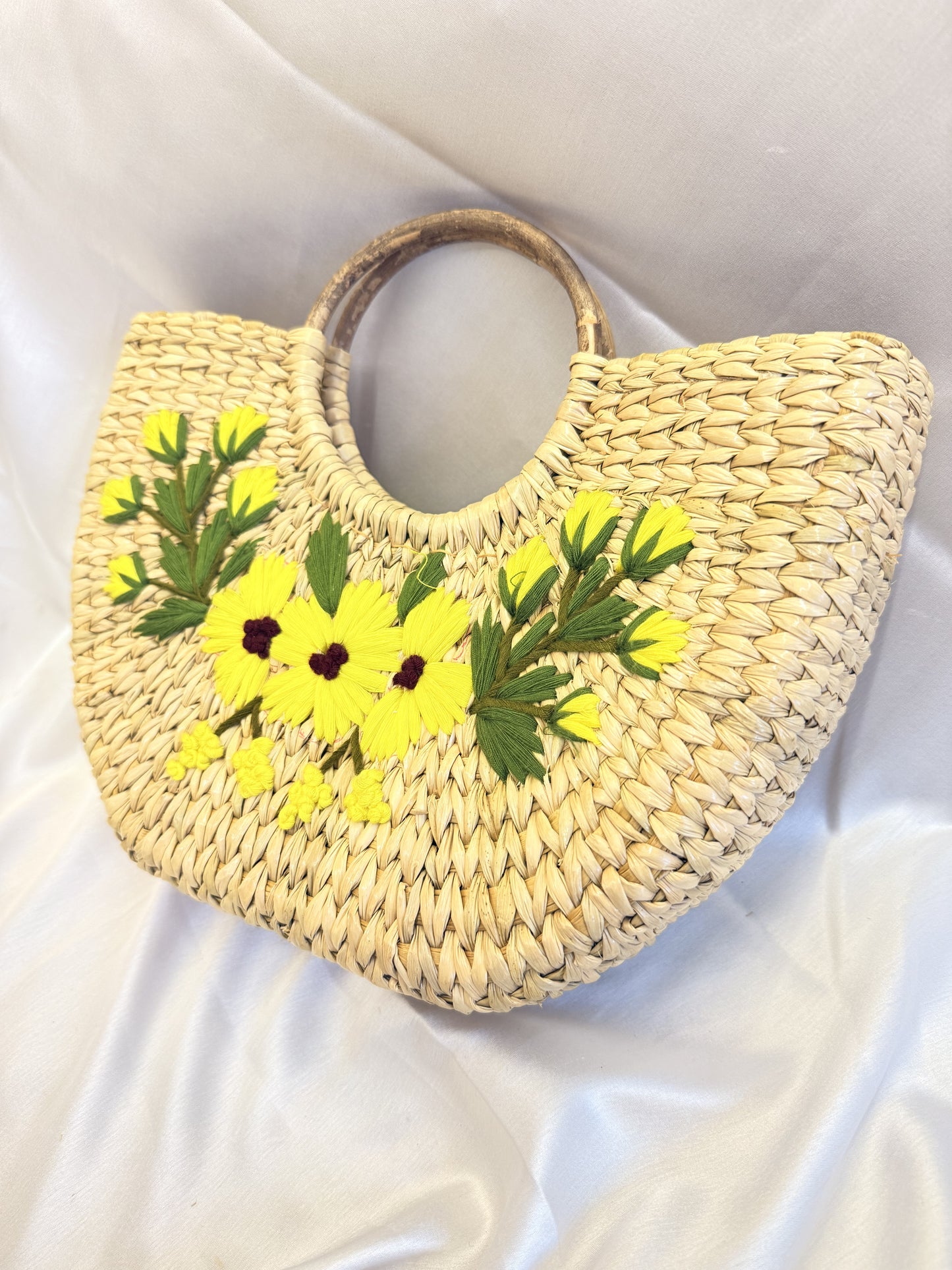 Yellow Daisy U-Shaped Kauna Embroidery Bag