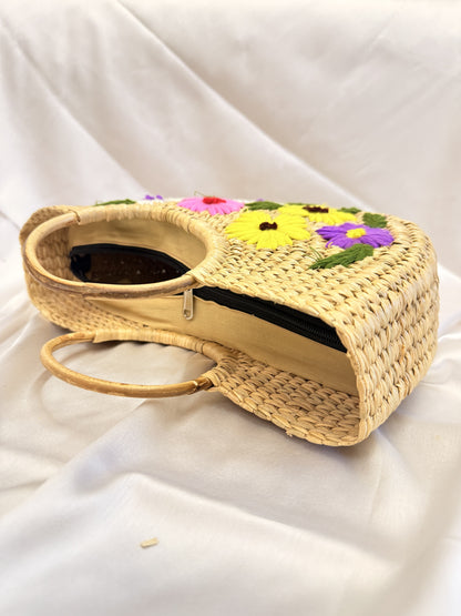 Multi-Flower U-Shaped Kauna Embroidery Bag