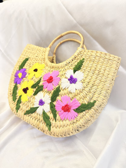 Multi-Flower U-Shaped Kauna Embroidery Bag