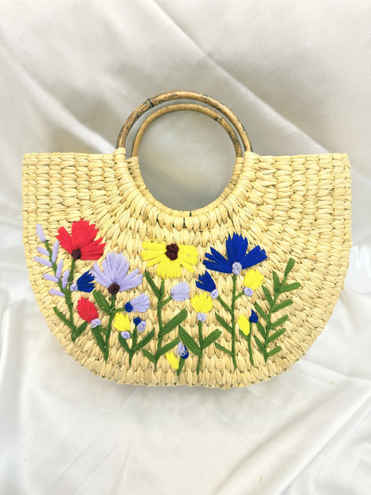 Multi-Floral U-Shaped Kauna Embroidery Bag