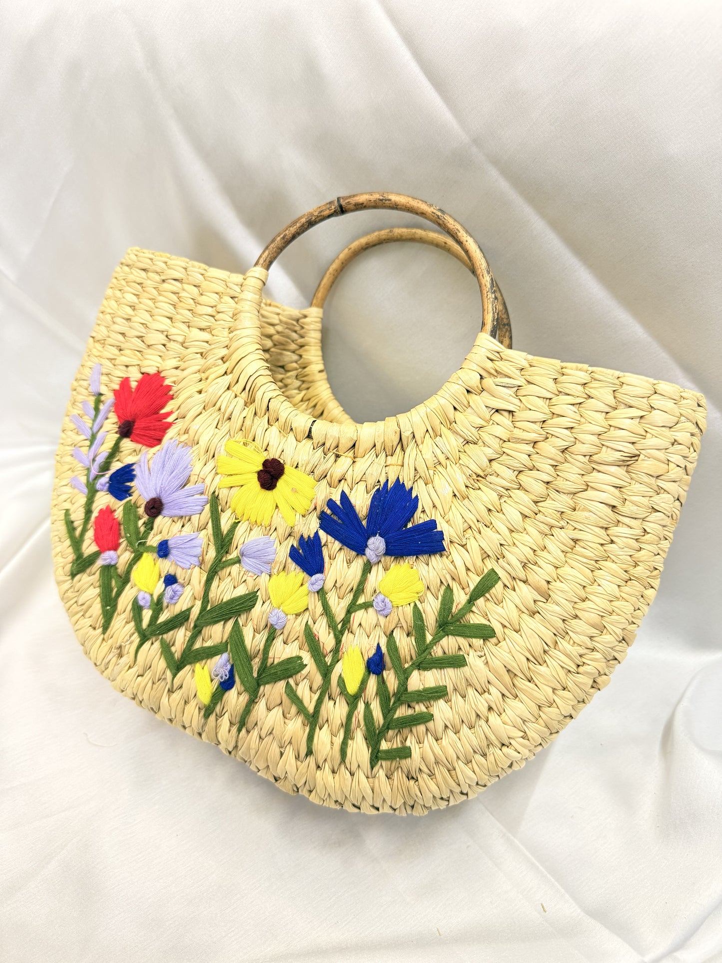 Multi-Floral U-Shaped Kauna Embroidery Bag
