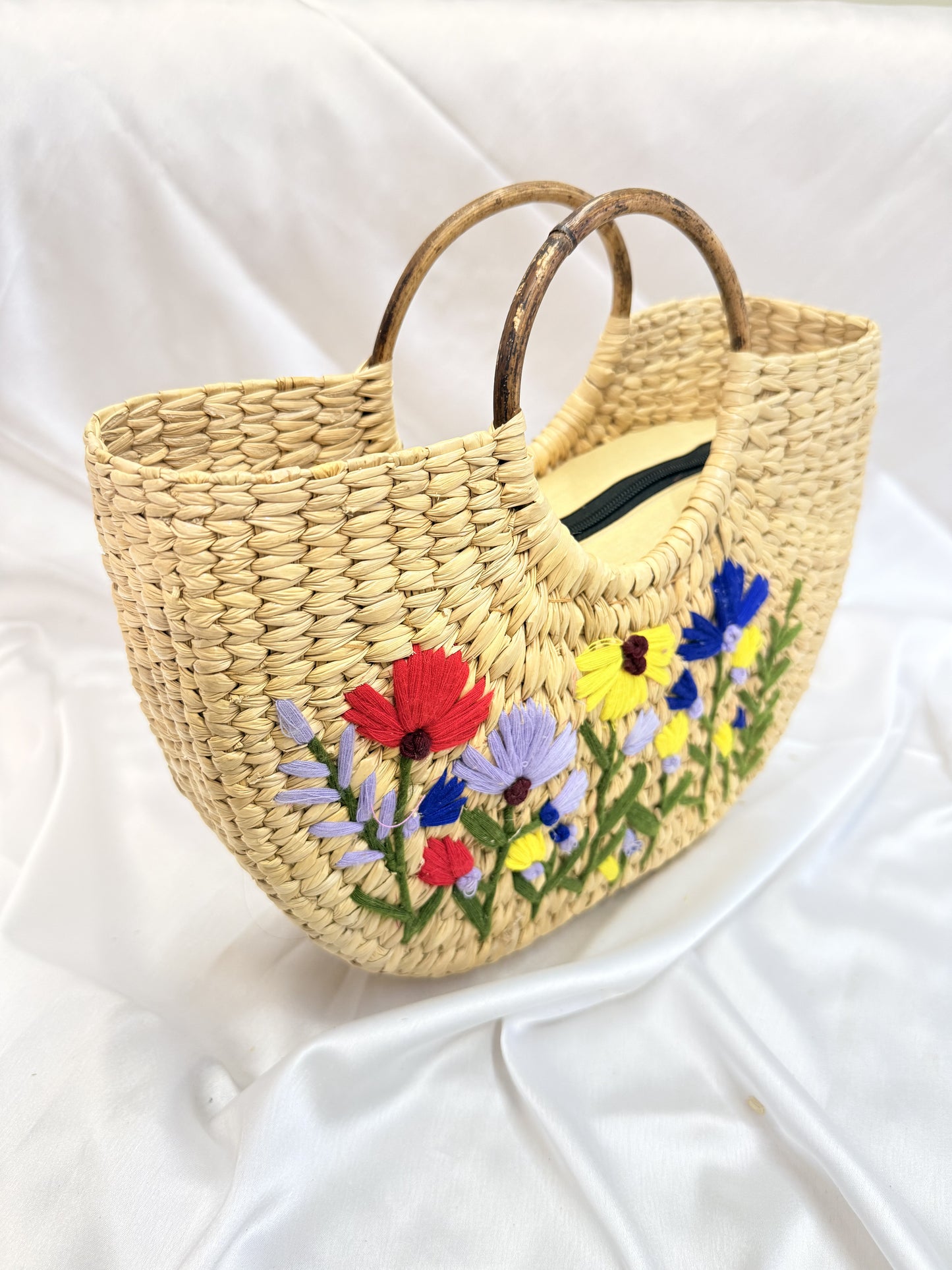 Multi-Floral U-Shaped Kauna Embroidery Bag