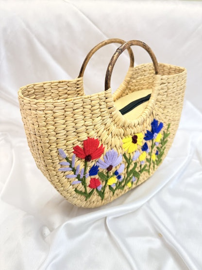Multi-Floral U-Shaped Kauna Embroidery Bag
