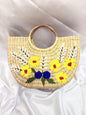 Yellow White Daisy U-Shaped kauna Embroidery Bag