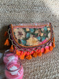 Orange Multi-Color Hand Embroidered Patchwork Sling Bag