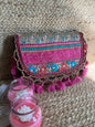 Pink Multi-Color Hand Embroidered Patchwork Sling Bag