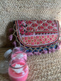 Baby Pink Multi-Color Hand Embroidered Patchwork Sling Bag