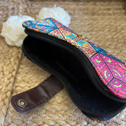 Pink Multicolor Abstract Printed Unisex Goggle Case
