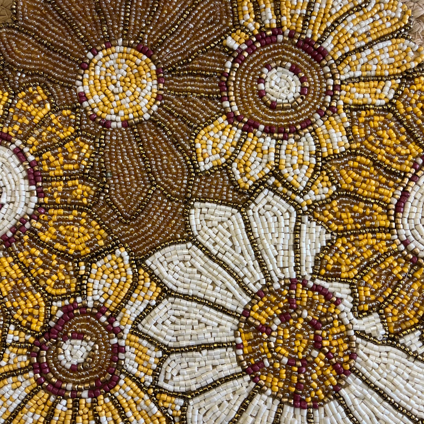 Yellow Abstract Floral Glass Beaded Table Placemat