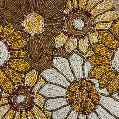 Yellow Abstract Floral Glass Beaded Table Placemat